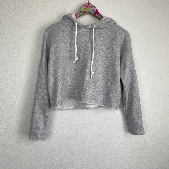 aerie Tops - aerie gray cropped hoodie size S // 1858